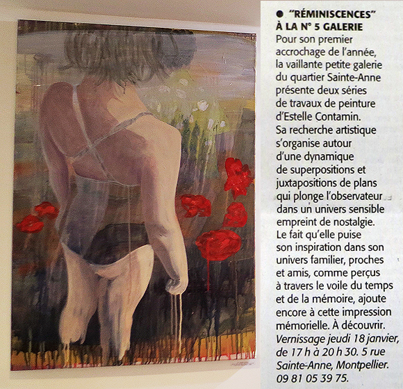 N5 galerie_exposition_peinture_Estelle Contamin_Reminiscences_Montpellier_Midi libre_article presse_janvier_2018