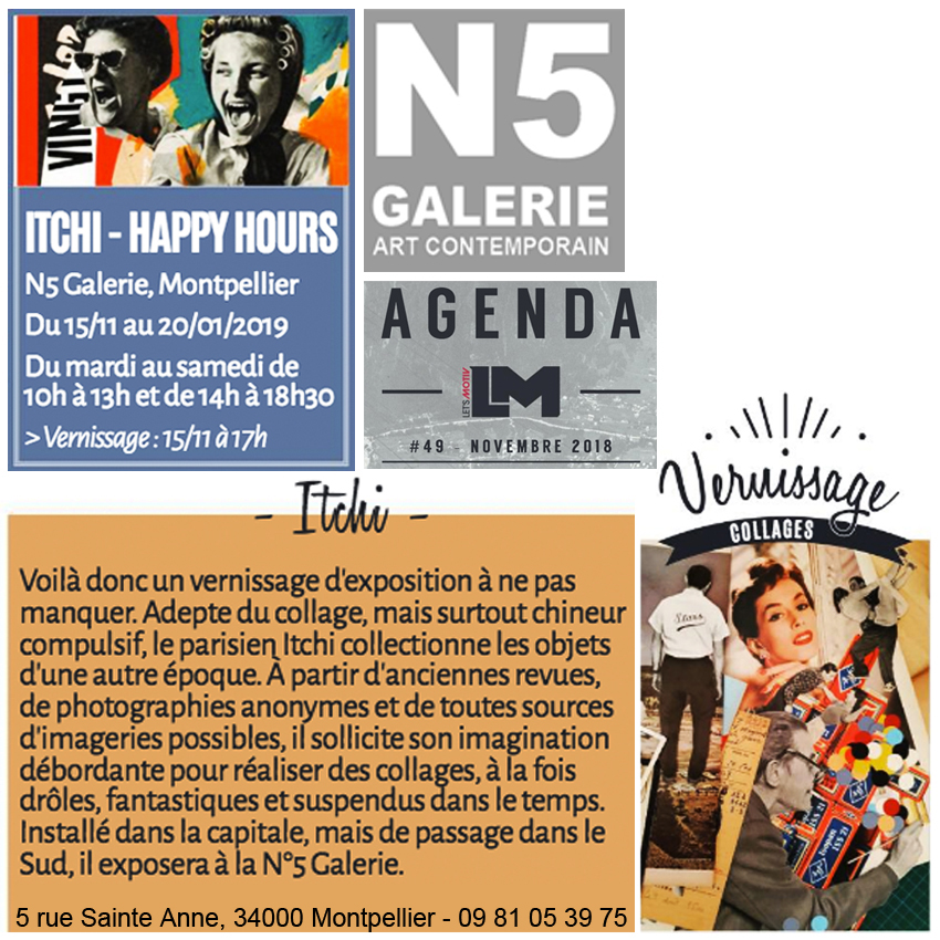 N5 galerie_Itchi_exposition_collage_Happy Hours_Montpellier_2018